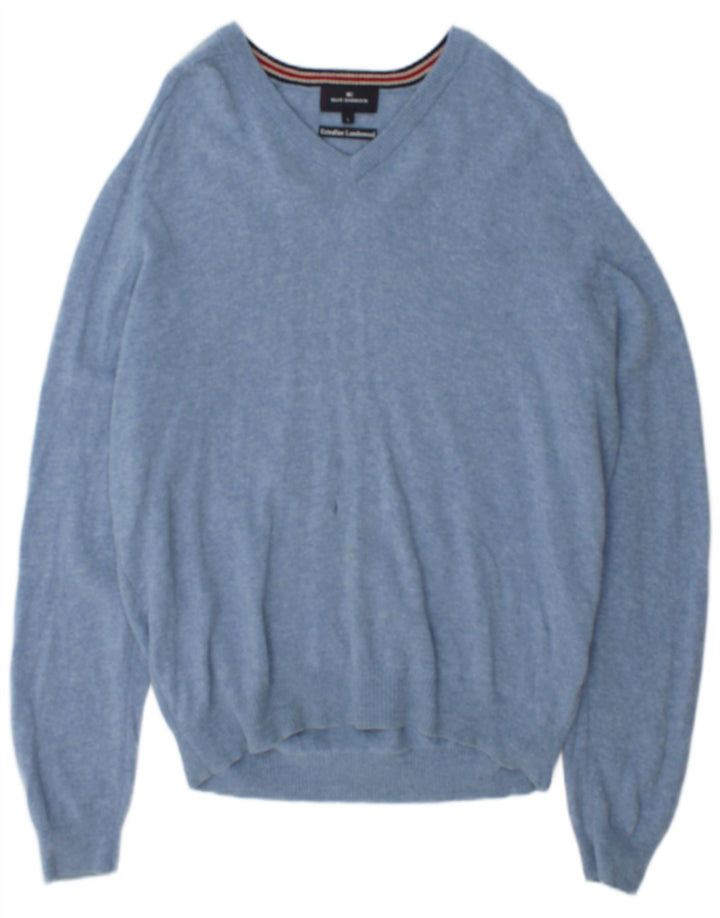 Мужской джемпер с v-образным вырезом Mark & Spencer Blue Harbour, большой синий в крапинку
