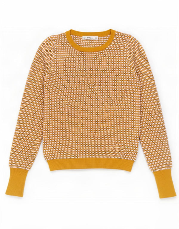Женский укороченный джемпер с вырезом лодочкой Zara UK 6 XS, вискоза в бежевую полоску