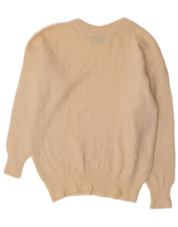 Женский укороченный джемпер с круглым вырезом BENETTON UK 12, средний, белый цвет