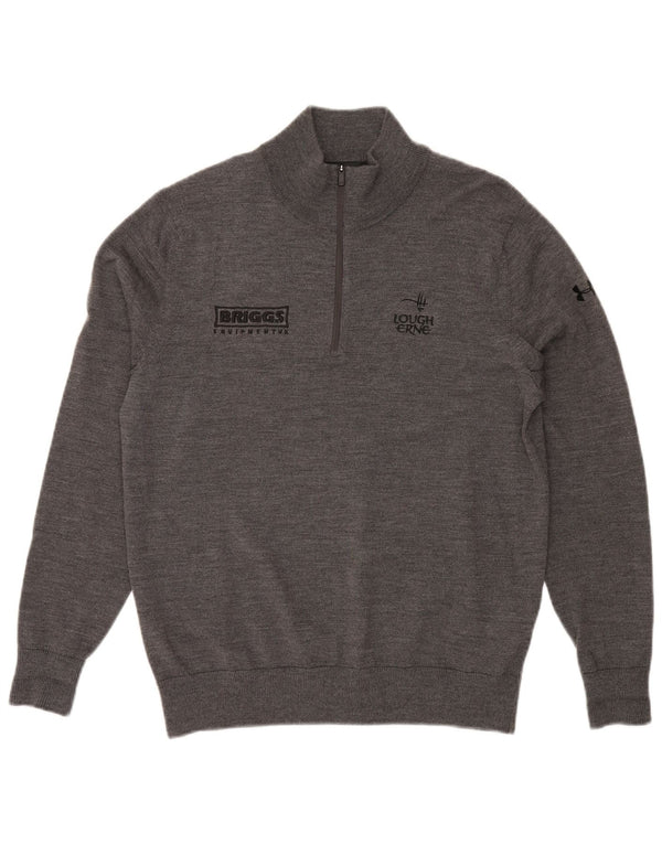 UNDER ARMOR Мужской высокий джемпер с воротником на молнии с рисунком, средний серый