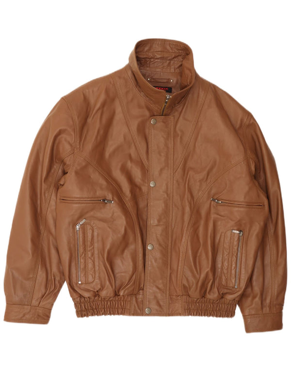 Мужская кожаная куртка MADDOX UK 42 XL коричневая кожа