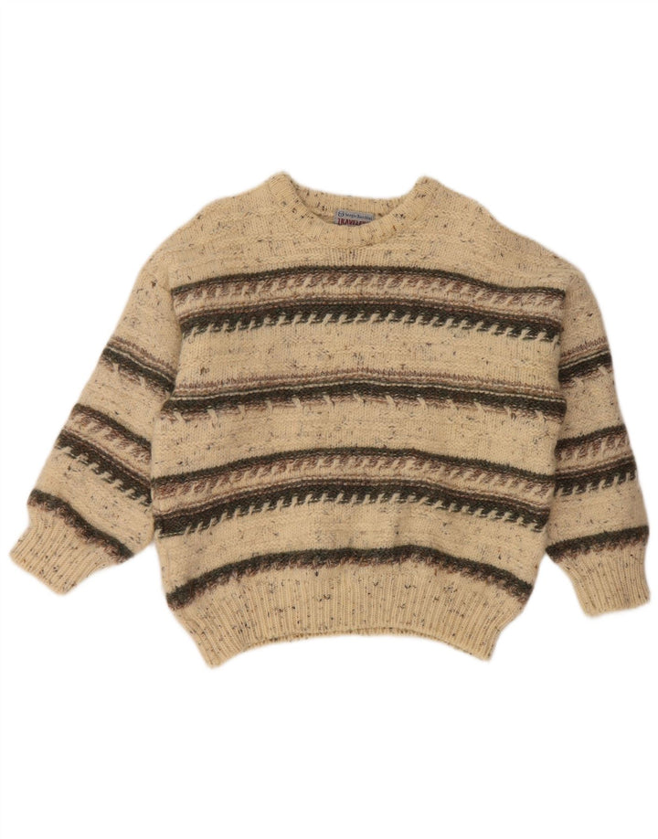 Женский джемпер с круглым вырезом SERGIO TACCHINI UK 16, большой бежевый в полоску