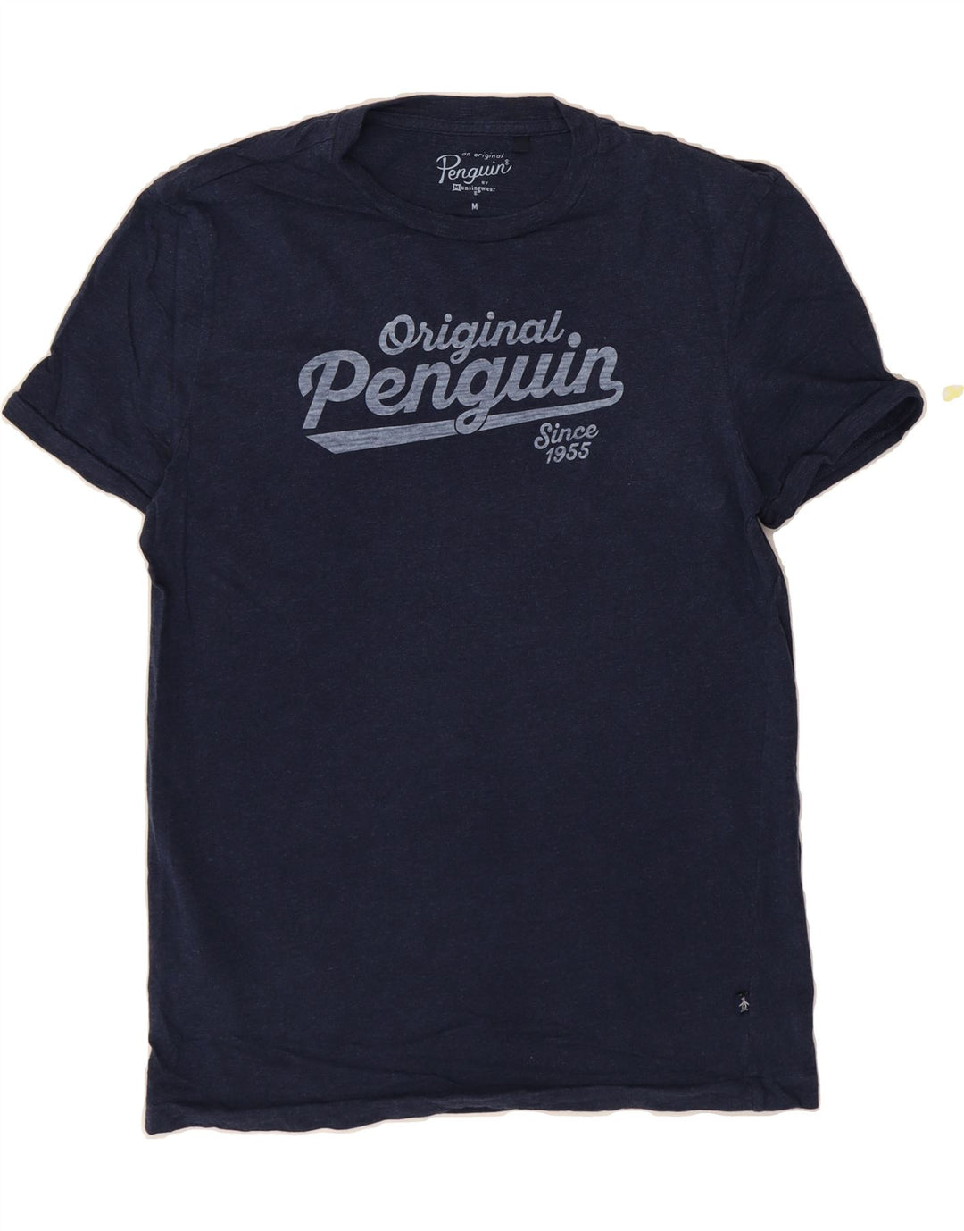 PENGUIN Mens Graphic T-Shirt Top Medium Navy Blue Cotton Vintage Penguin and Second-Hand Penguin from Messina Hembry 