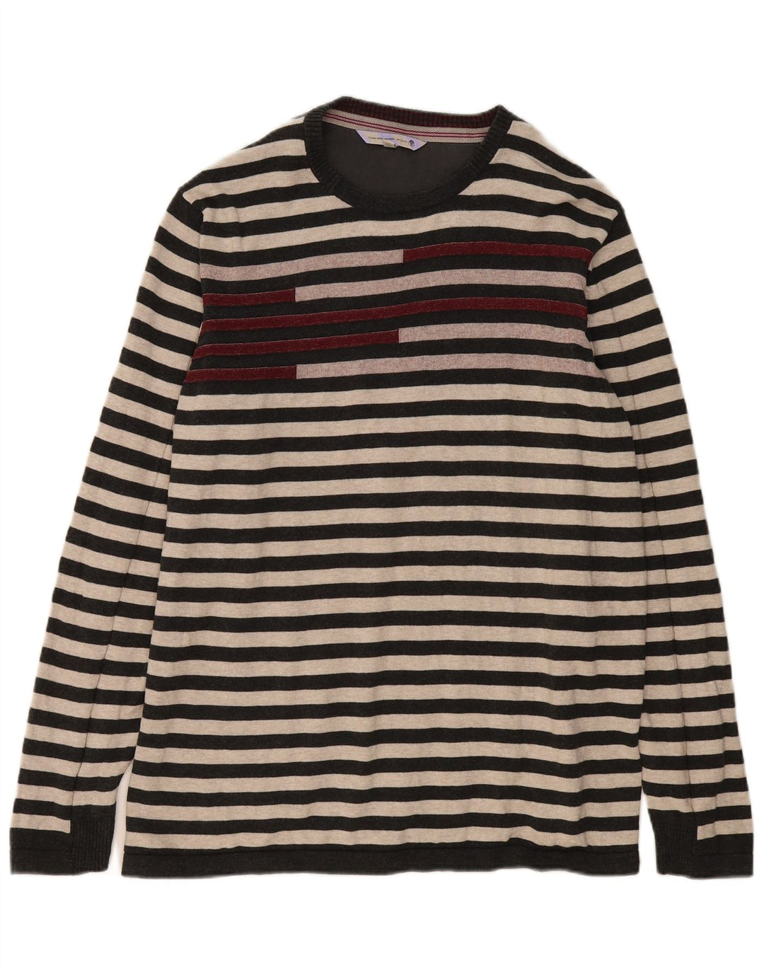 Мужской джемпер с круглым вырезом FAT FACE, XL, хлопок в серую полоску