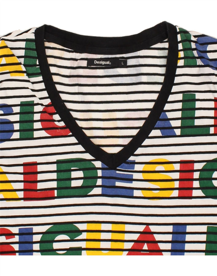 Женская футболка с рисунком DESIGUAL Top UK 14, средний размер, разноцветная полоска