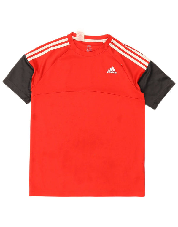 Футболка Adidas Regular для мальчиков, топ 15–16 лет, красный полиэстер с цветными блоками