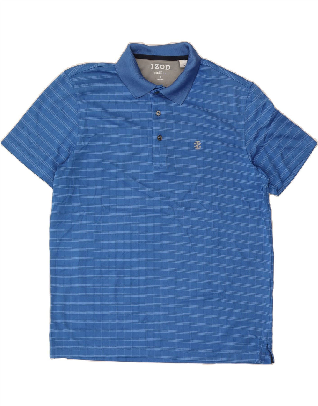 IZOD Mens Polo Shirt Medium Blue Striped Polyester Vintage Izod and Second-Hand Izod from Messina Hembry 