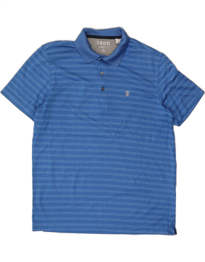 IZOD Mens Polo Shirt Medium Blue Striped Polyester Vintage Izod and Second-Hand Izod from Messina Hembry 