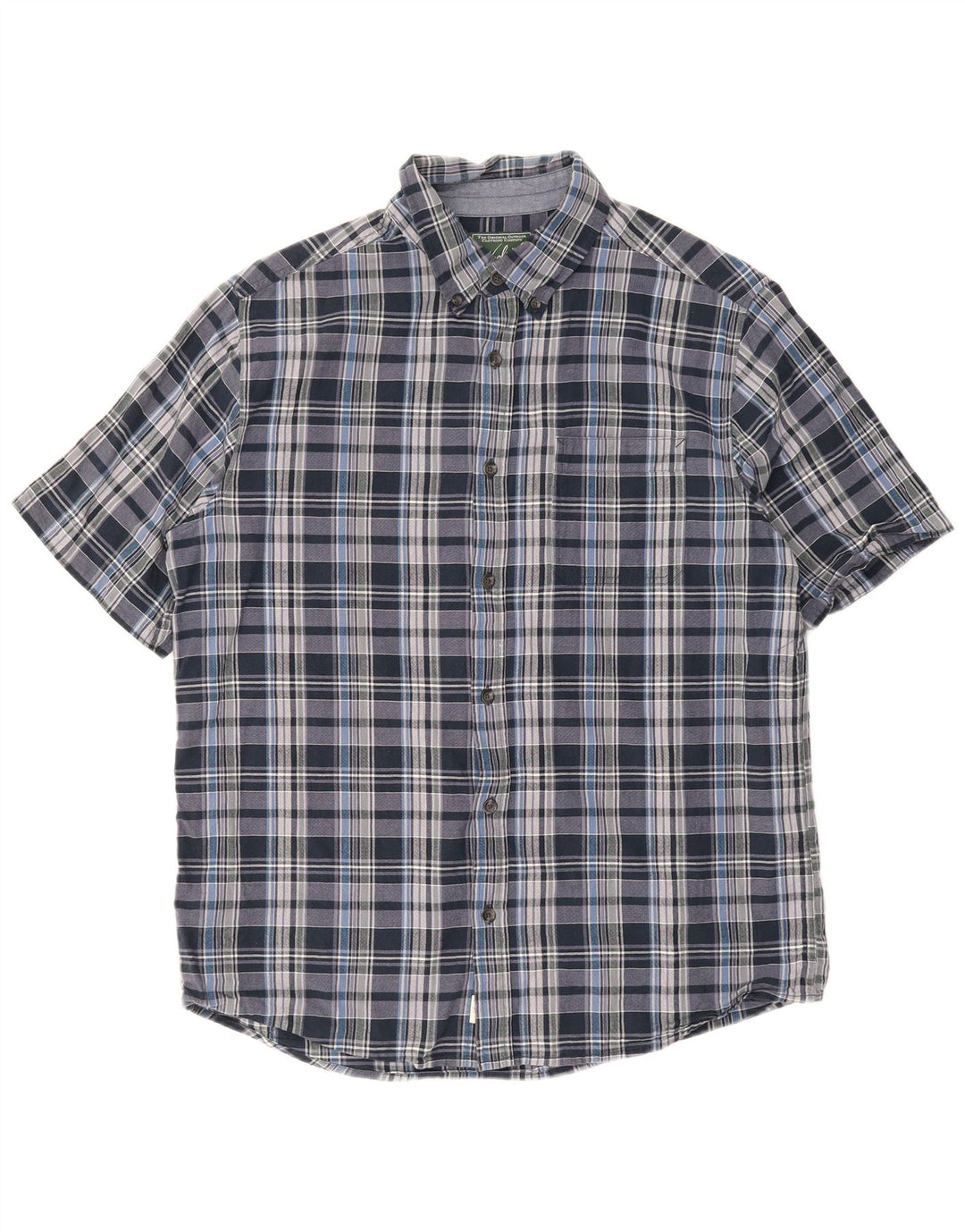 Woolrich Мужская рубашка обычного кроя с короткими рукавами, большая синяя клетчатая хлопковая рубашка