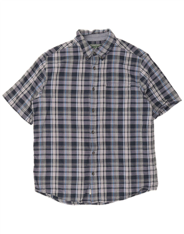 Woolrich Мужская рубашка обычного кроя с короткими рукавами, большая синяя клетчатая хлопковая рубашка