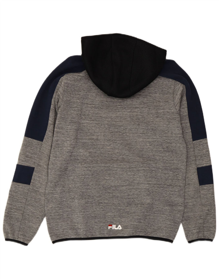 Fila Мужской джемпер с капюшоном с рисунком, средний серый, хлопок с цветными блоками