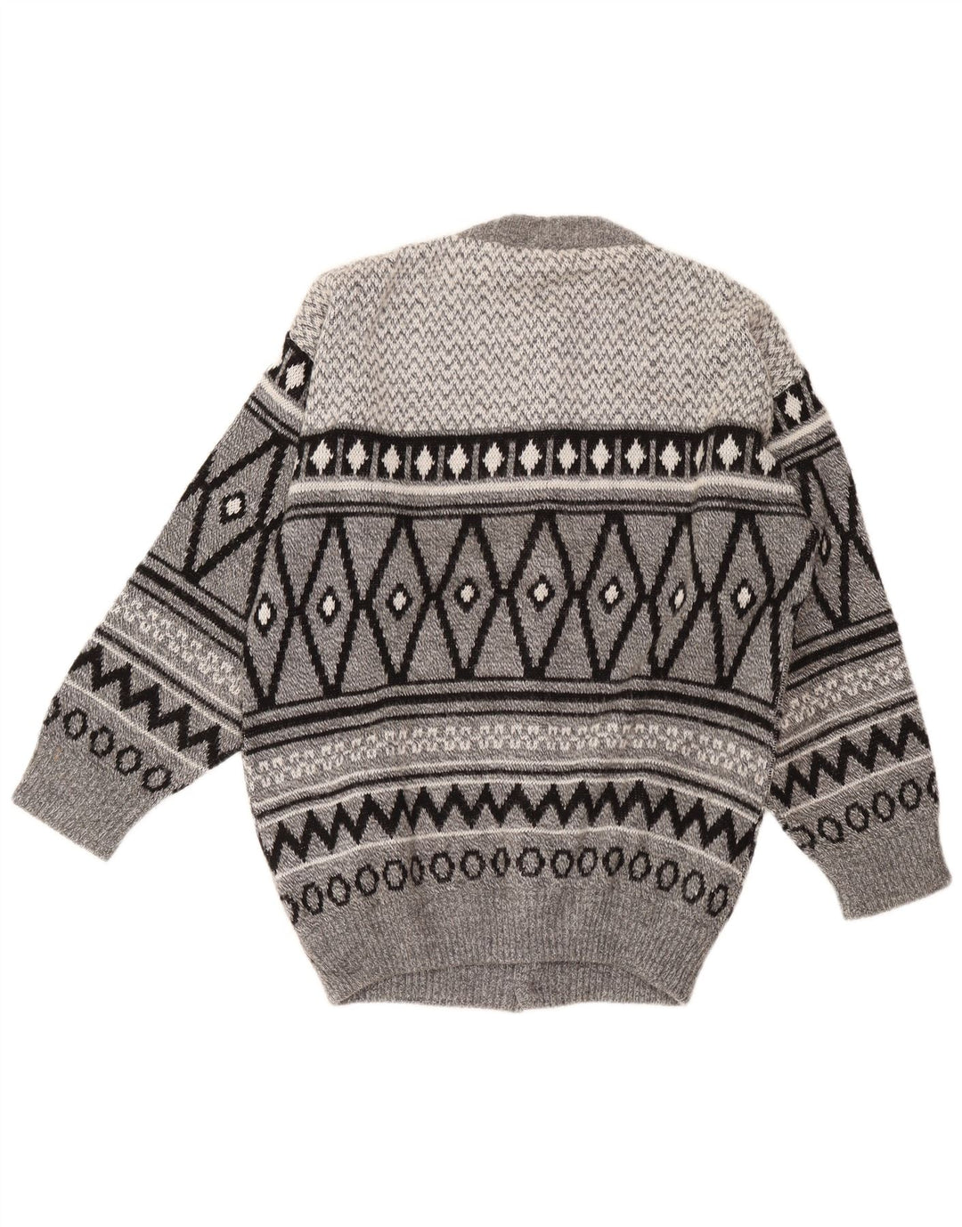 Винтажный мужской кардиган-свитер, большой серый аргайл/ромб