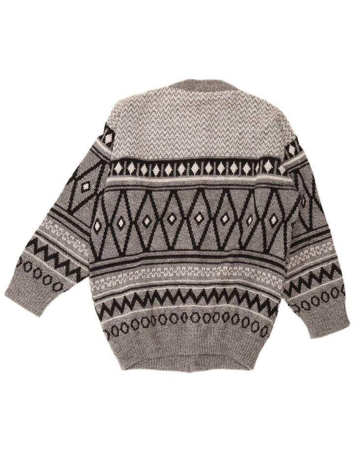 Винтажный мужской кардиган-свитер, большой серый аргайл/ромб