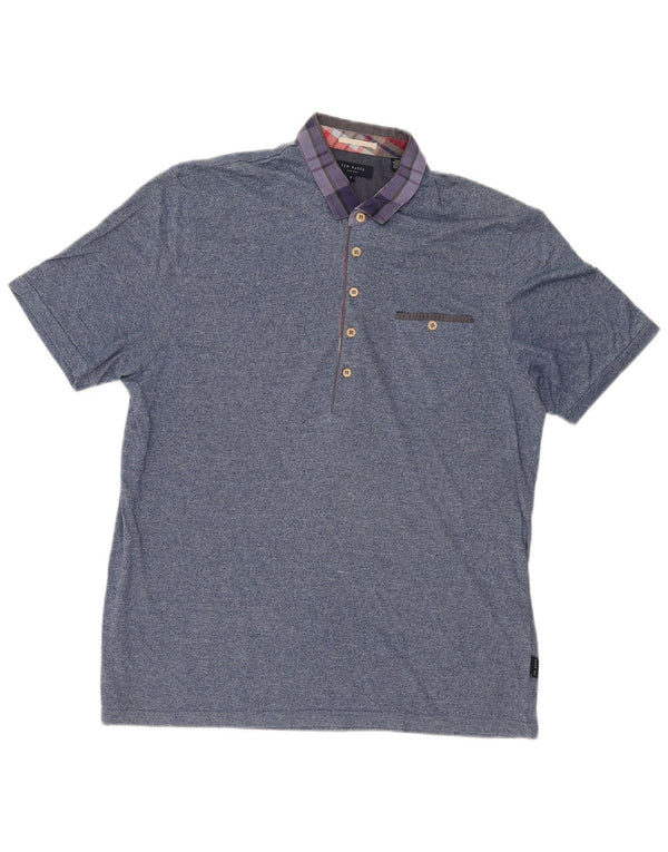 Мужская рубашка-поло Ted Baker, размер 6, 2XL, синяя хлопковая крапинка
