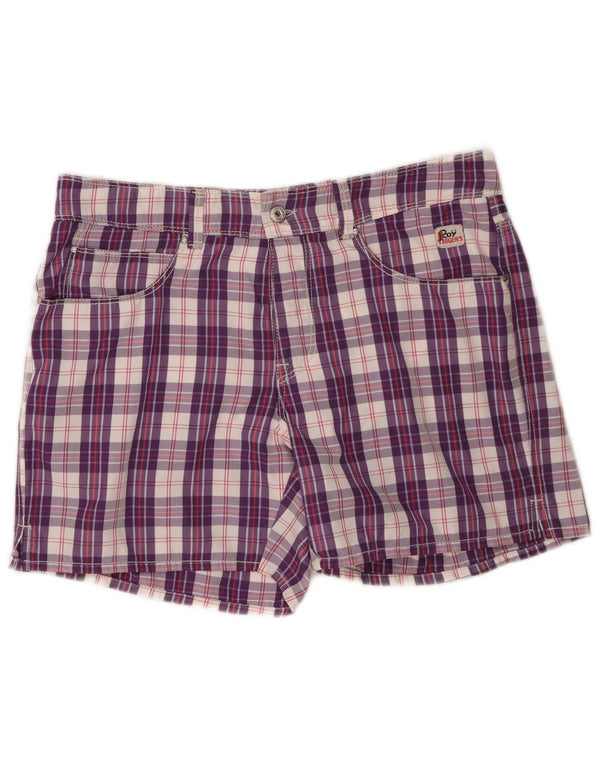 Roy Rogers Womens Swimming Shorts W34 Large  Purple Check Polyamide