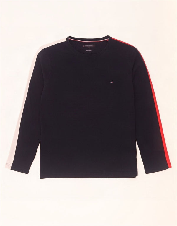 Мужской топ Tommy Hilfiger с длинным рукавом XL, темно-синий, хлопок с цветными блоками