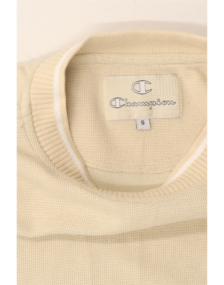 CHAMPION Mens Crew Neck Jumper Sweater Small Off White Cotton Vintage Champion and Second-Hand Champion from Messina Hembry 