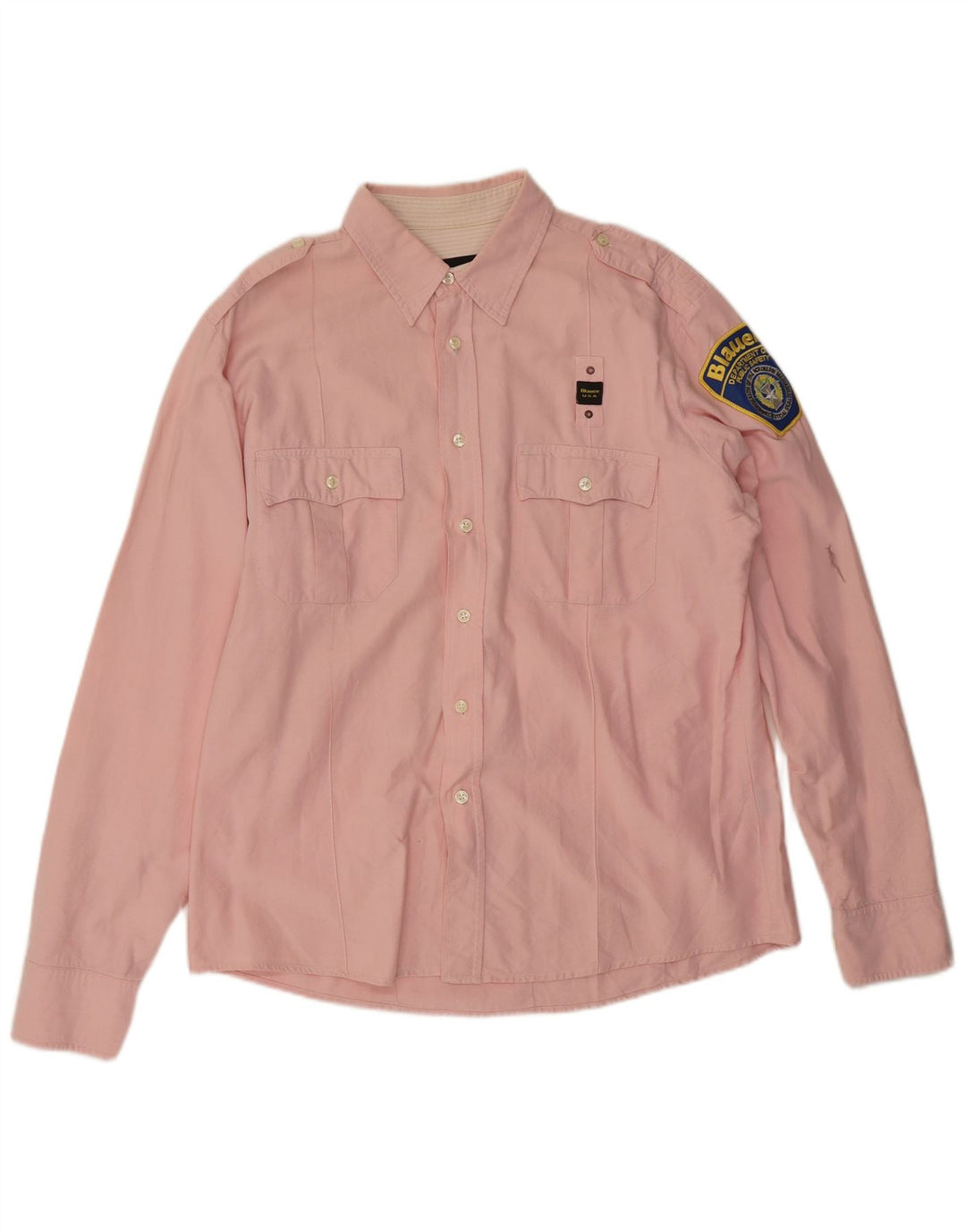 Мужская рубашка в стиле милитари Blauer 2XL, розовая, хлопок