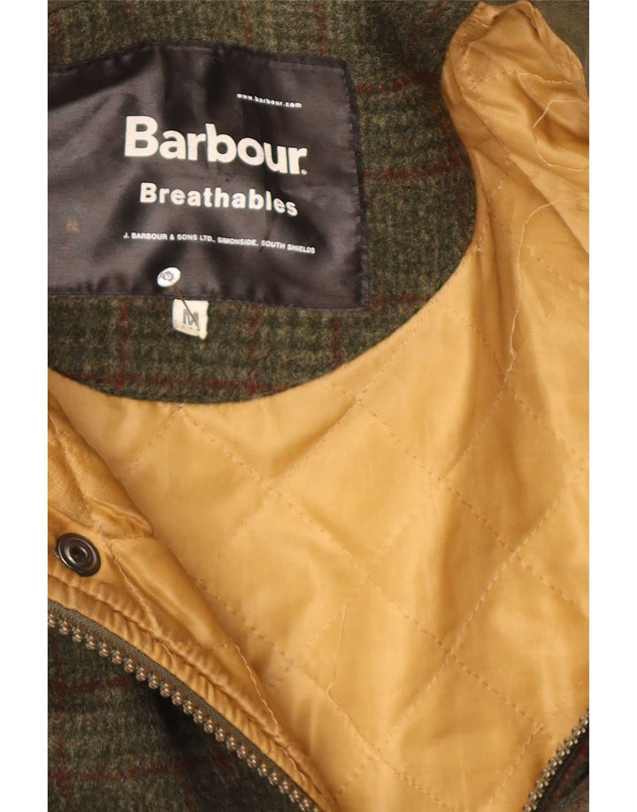 Мужская куртка Barbour UK 38, средний цвет хаки, шерсть в клетку