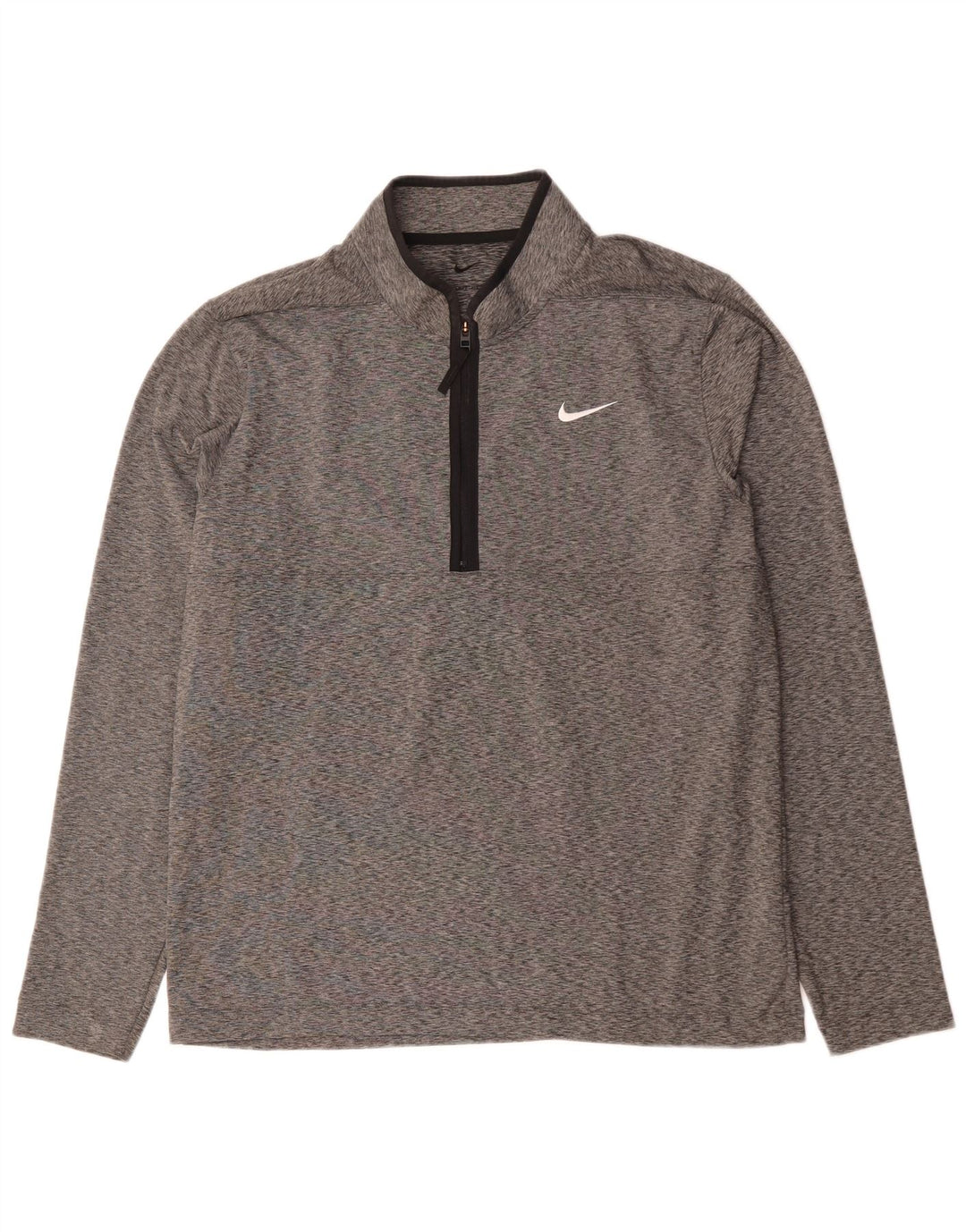 Мужской пуловер с воротником на молнии Nike Dri Fit, большой серый в крапинку