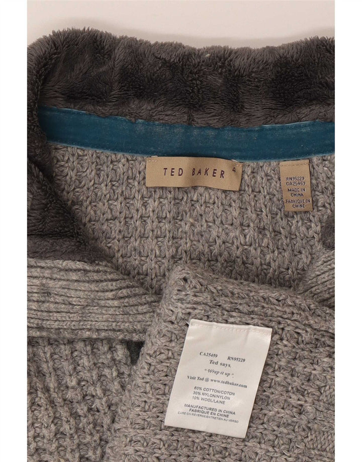 Мужской джемпер с воротником на пуговицах Ted Baker, размер 4, большой серый хлопковый
