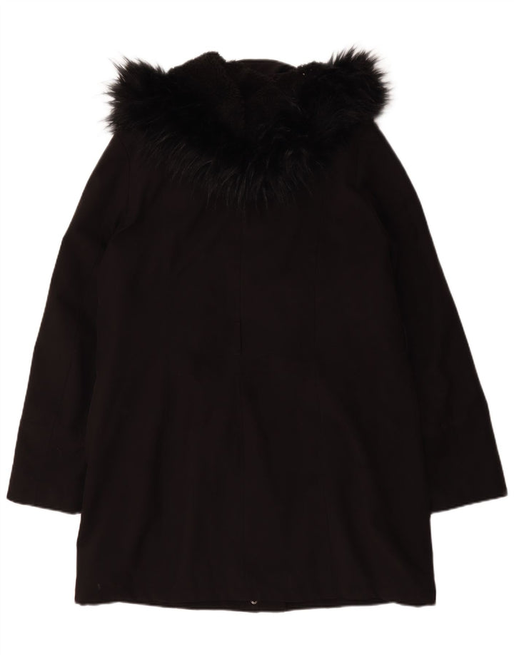 Женское пальто из шерпы с капюшоном Dkny UK 16, большой черный полиэстер