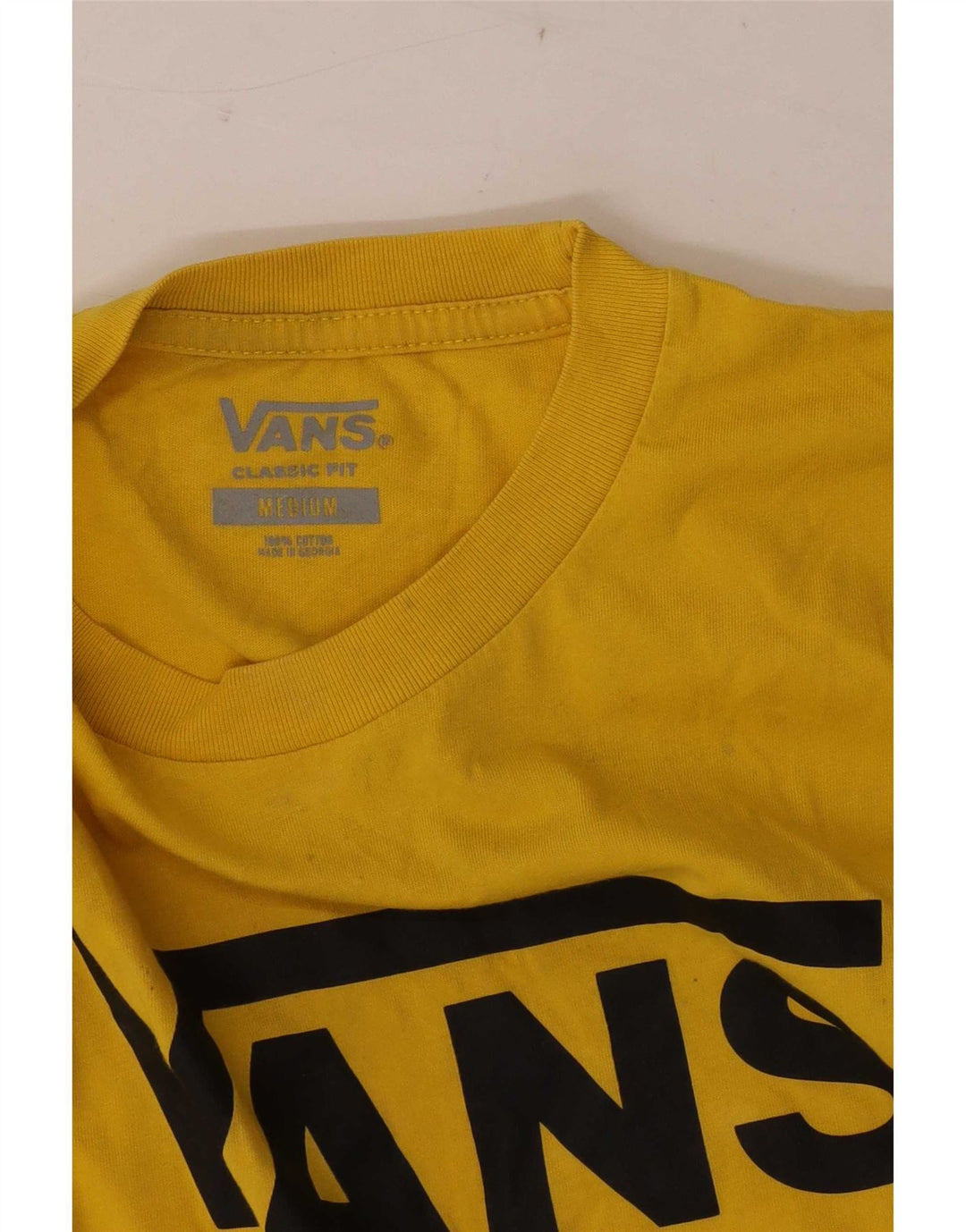 Мужская футболка классического кроя с рисунком Vans, хлопковый топ среднего желтого цвета