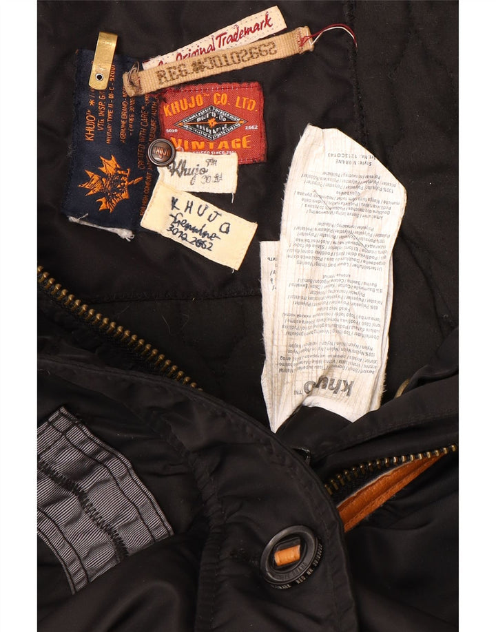 KHUJO Женское стеганое пальто с капюшоном UK 14 Средний черный полиэстер