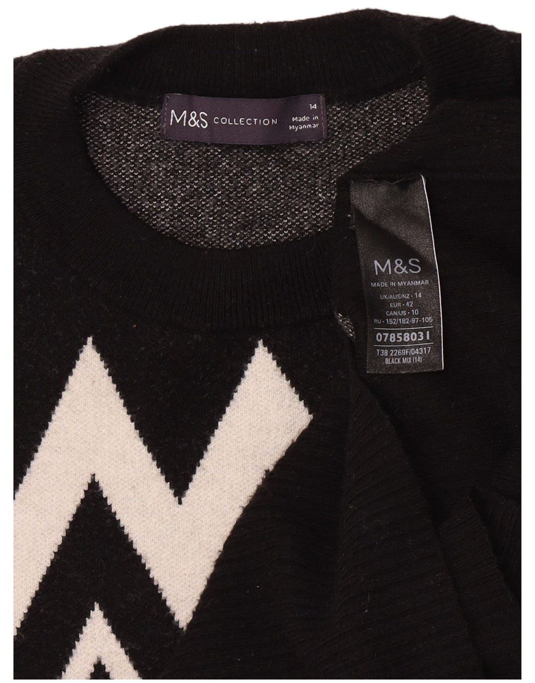 Женский джемпер с круглым вырезом Marks & Spencer UK 14, средний черный