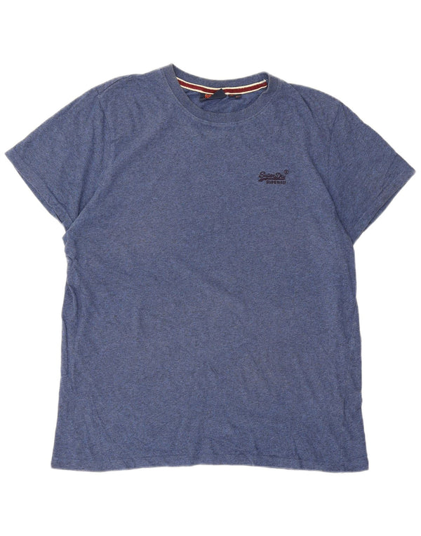 Superdry Mens T-Shirt Top 2XL Blue Flecked Cotton