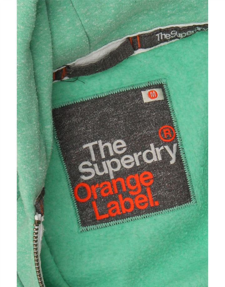 Женский свитер с капюшоном на молнии Superdry UK 12, хлопок среднего зеленого цвета с крапинками