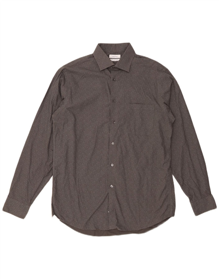 Мужская рубашка стандартного кроя CALVIN KLEIN, размер 15 1/2, средний серый с цветочным принтом