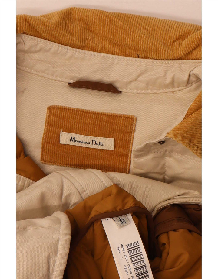 Женская стеганая куртка Massimo Dutti UK 16, большой размер, бежевый хлопок