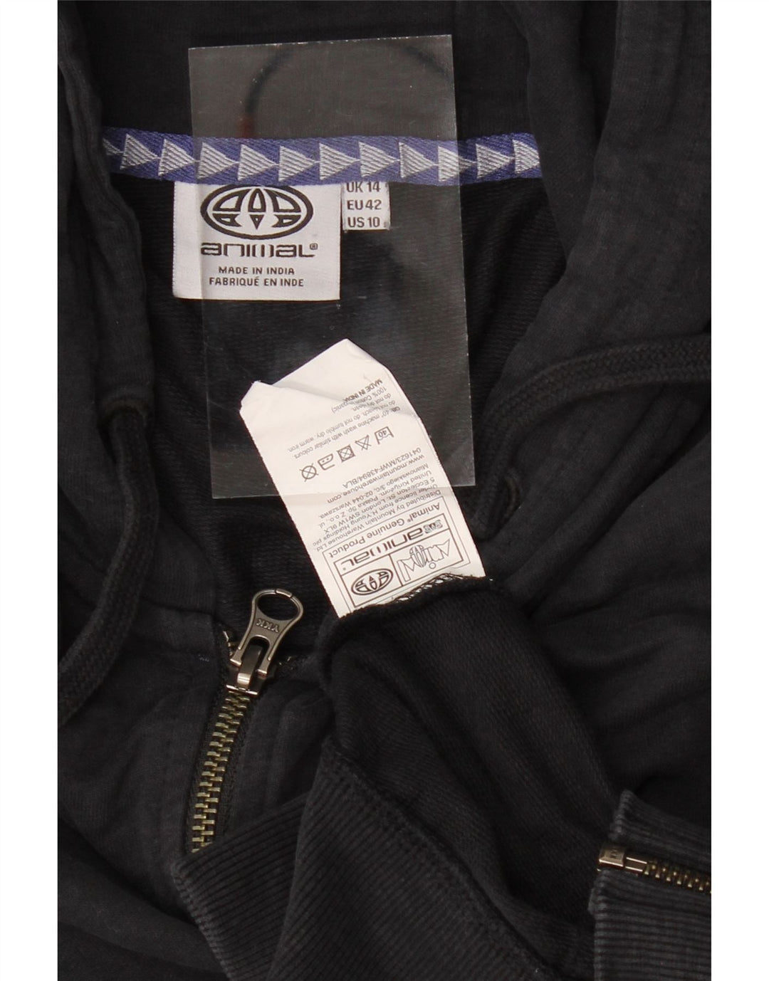 Женский свитер с капюшоном на молнии ANIMAL UK 14, большой черный хлопок