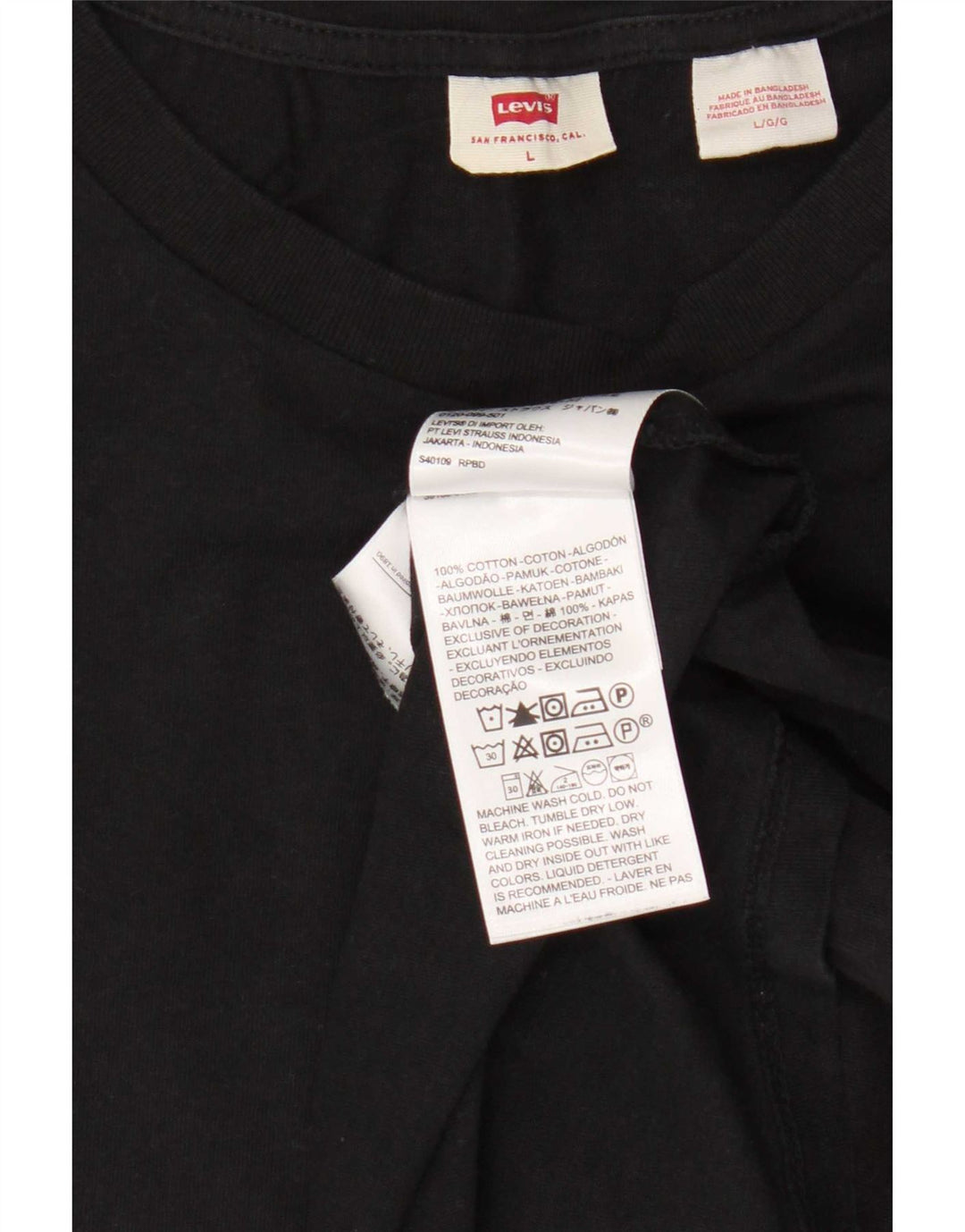 Женская футболка Levi's Top UK 16, большой черный хлопок