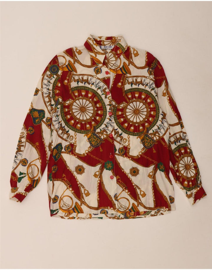 Женская блузка-рубашка с абстрактным узором Mary Anne, Великобритания 14, средний бордовый цвет