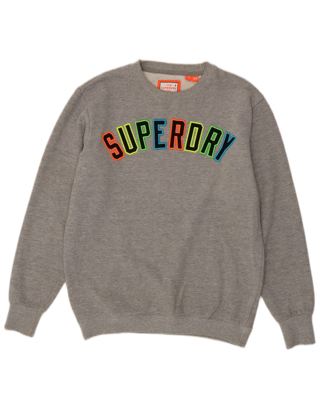 SUPERDRY Мужской свитшот свободного кроя с графическим рисунком, джемпер XS, серый хлопок с крапинками