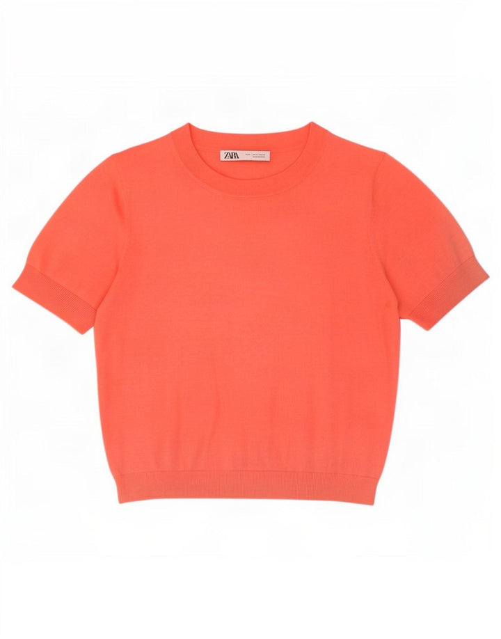 Женская укороченная блузка Zara UK 10, маленький оранжевый