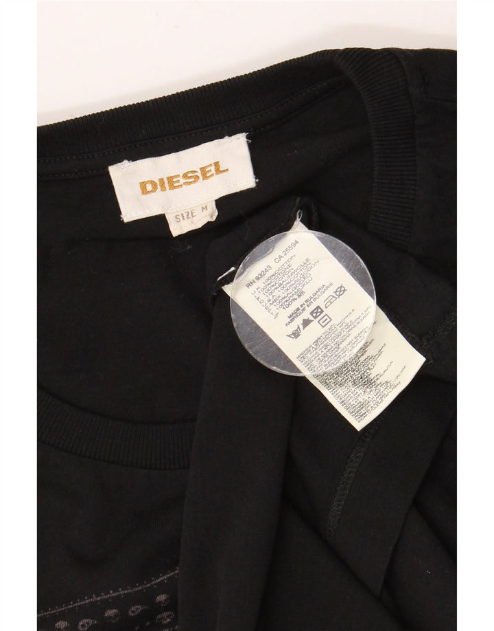Мужская футболка с графическим рисунком DIESEL, хлопковая, среднего размера, черная
