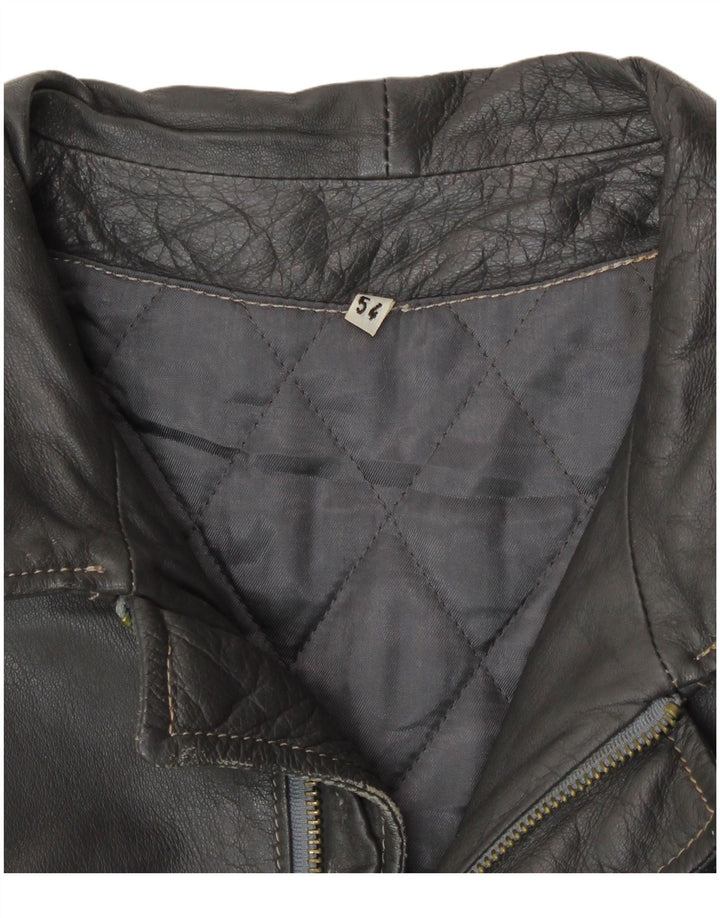 VINTAGE Mens Leather Jacket UK 40 Large Grey