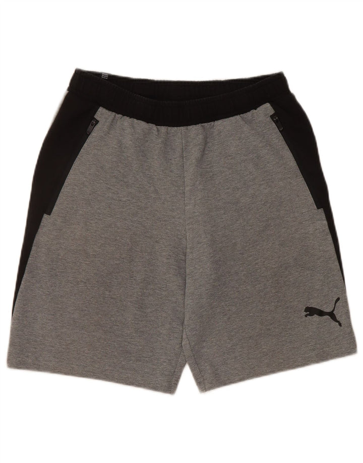 PUMA Mens Sport Shorts Small Grey Colourblock Cotton
