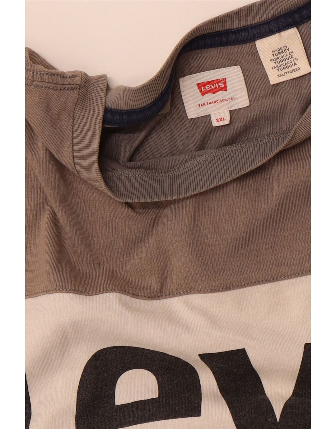 LEVI'S Mens Graphic T-Shirt Top 2XL Brown Colourblock