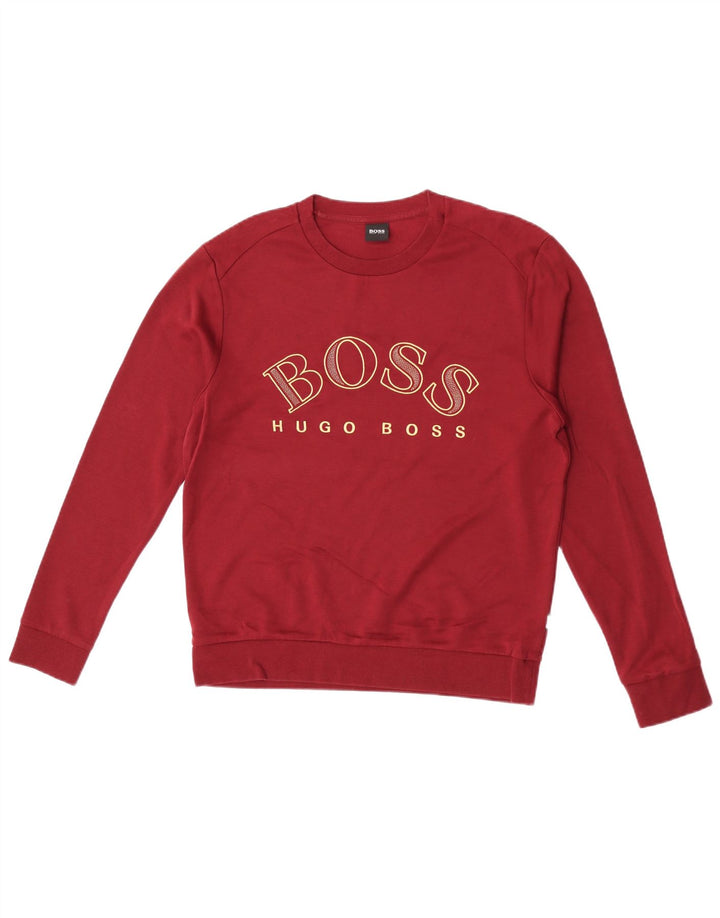 Мужской свитшот с рисунком Hugo Boss, средний бордовый