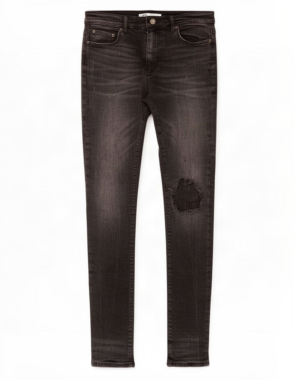 Женские потертые джинсы скинни Zara EU 42, большие W32 L33, черный хлопок