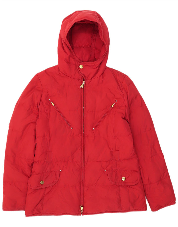 Женская утепленная куртка с капюшоном Ralph Lauren UK 12, средний красный полиэстер