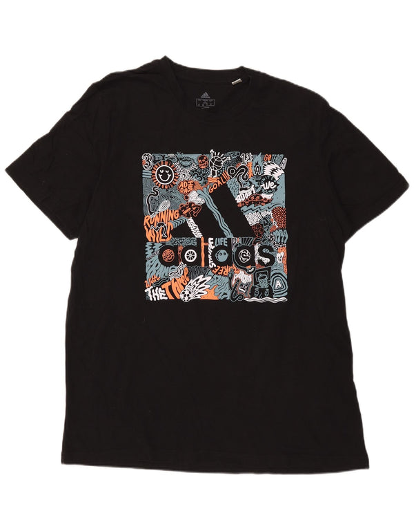 Adidas Мужская футболка с рисунком Top XL Черный хлопок