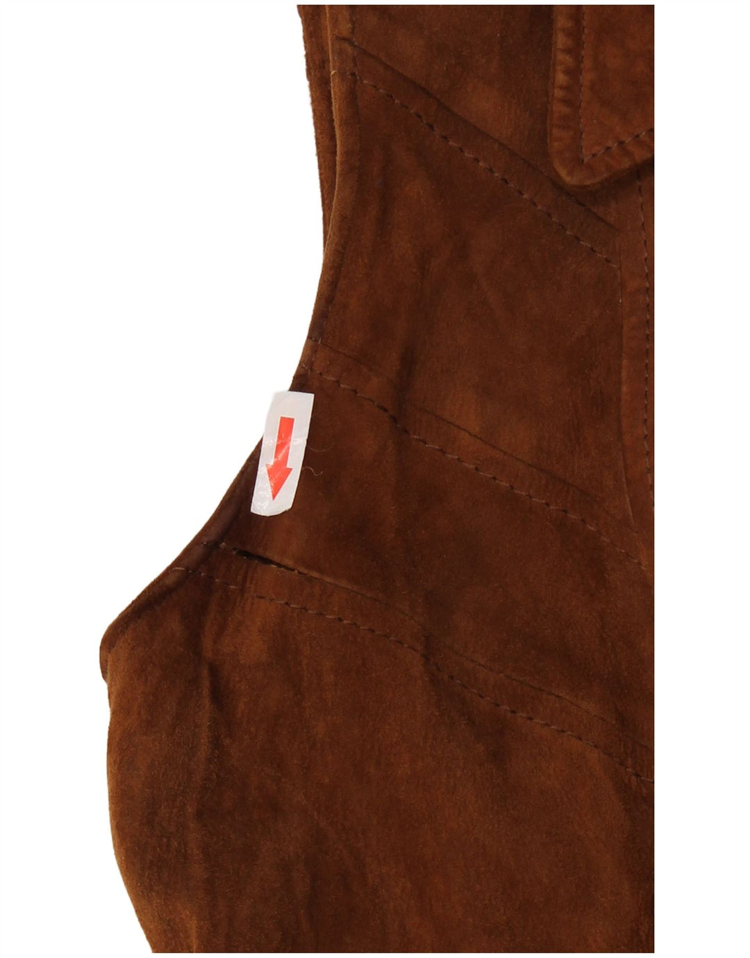 Винтажное женское замшевое пальто без рукавов IT 46, большое коричневое кожаное