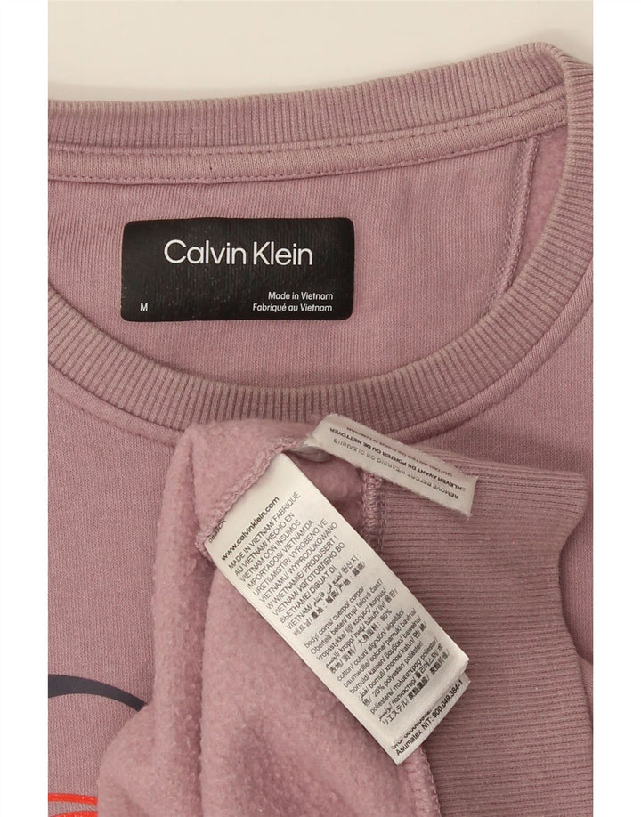 Мужской свитшот с рисунком Calvin Klein, хлопковый джемпер среднего розового цвета