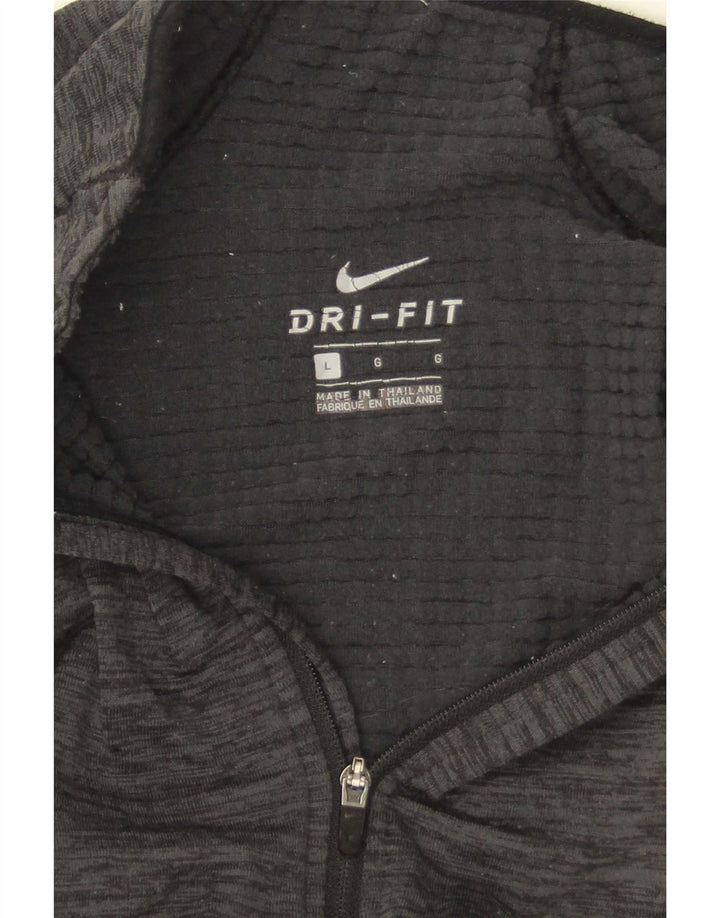 Мужской топ Nike Dri Fit с воротником на молнии и длинными рукавами, большой серый в крапинку
