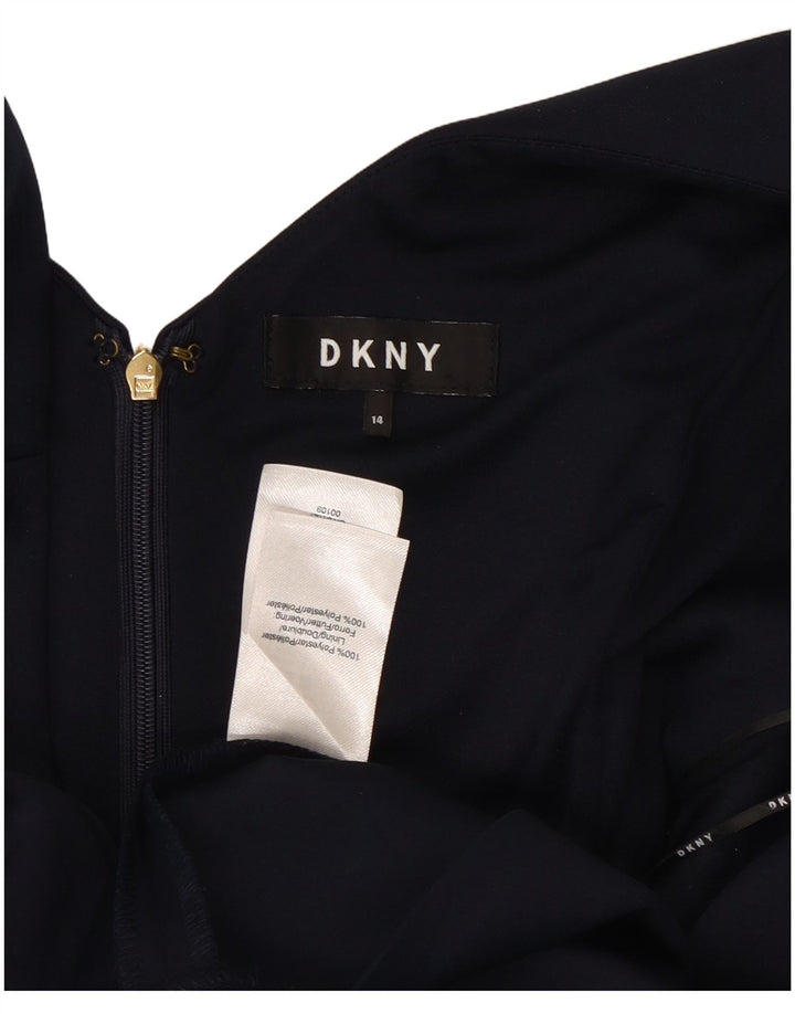 Dkny Женское платье А-силуэта без рукавов США 14 XL Темно-синий полиэстер